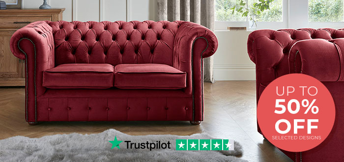  Chesterfield Furniture - Red - Wool