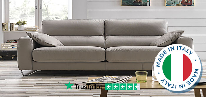  Italian Furniture - Grey - Leather - Buttoned Seat