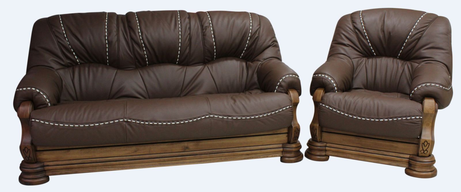 Product photograph of Abra 3 1 Genuine Italian Tabaco Brown Leather Sofa Suite In Classic Style from Chesterfield Sofas