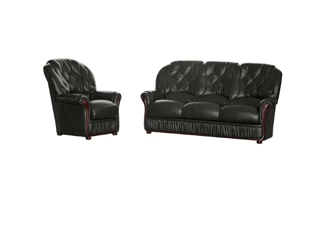 Product photograph of Alabama Handmade 3 Seater Armchair Sofa Suite Genuine Italian Black Real Leather from Chesterfield Sofas