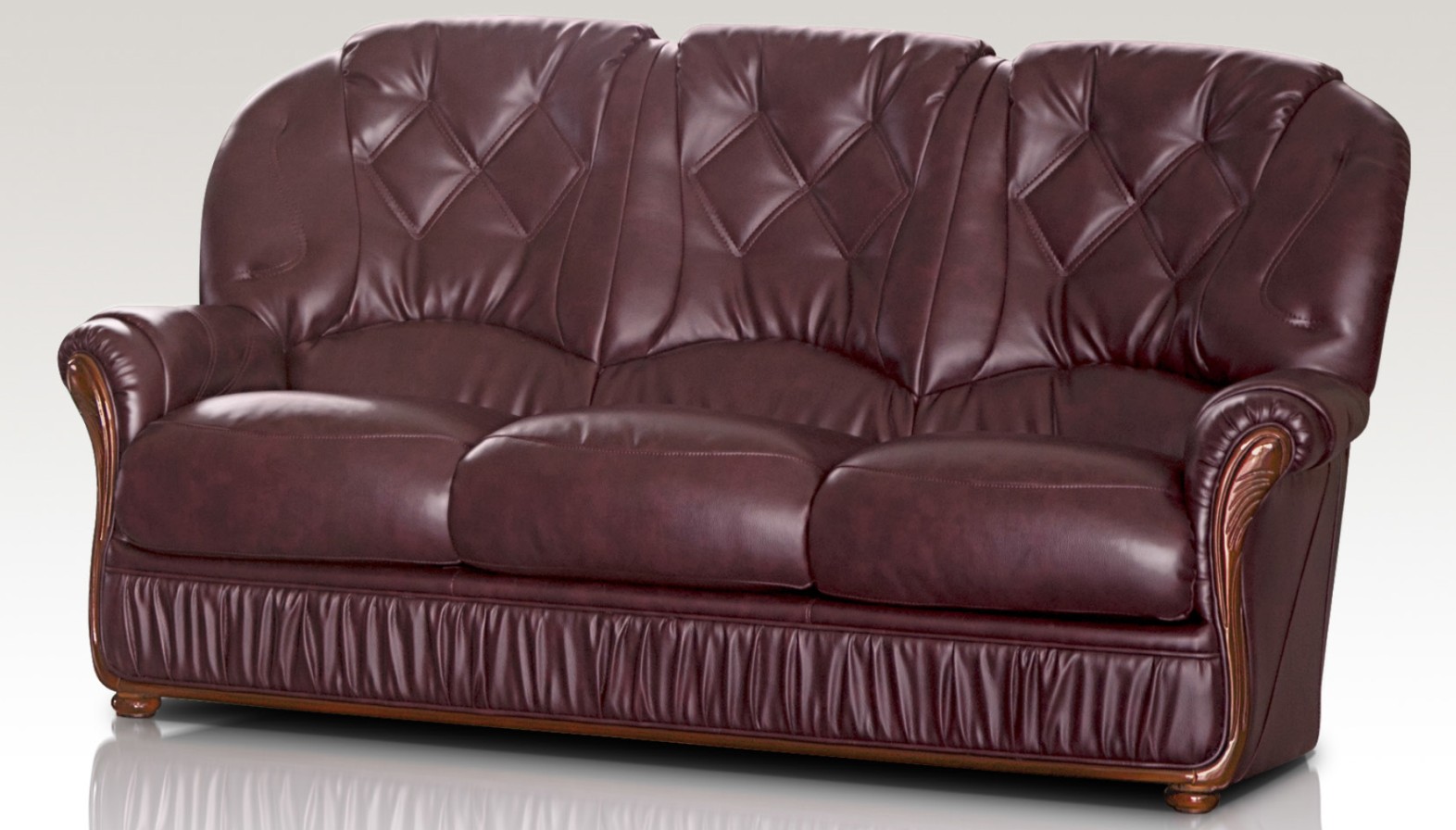 Product photograph of Alabama Handmade 3 Seater Sofa Settee Genuine Italian Burgundy Real Leather from Chesterfield Sofas