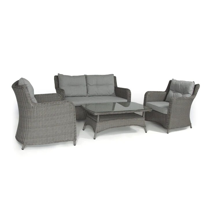 Product photograph of Alex Grey Rattan Garden 2 Seater Sofa And 2 Armchairs With Coffee Table from Chesterfield Sofas.