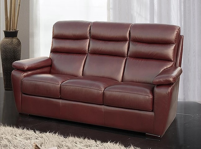 Product photograph of Amalfi Custom Made 3 Seater Sofa Italian Wine Real Leather from Chesterfield Sofas