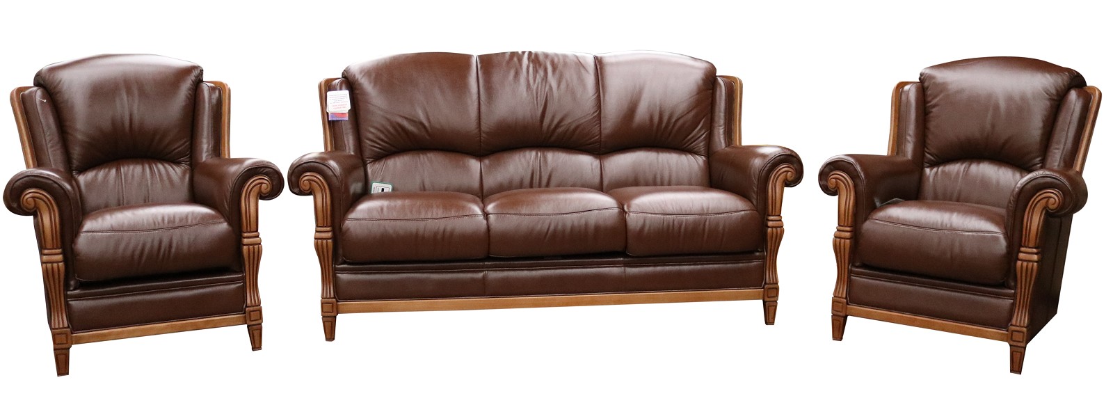 Product photograph of Ancona Handmade 3 1 1 Seater Sofa Suite Italian Tabak Brown Real Leather from Chesterfield Sofas