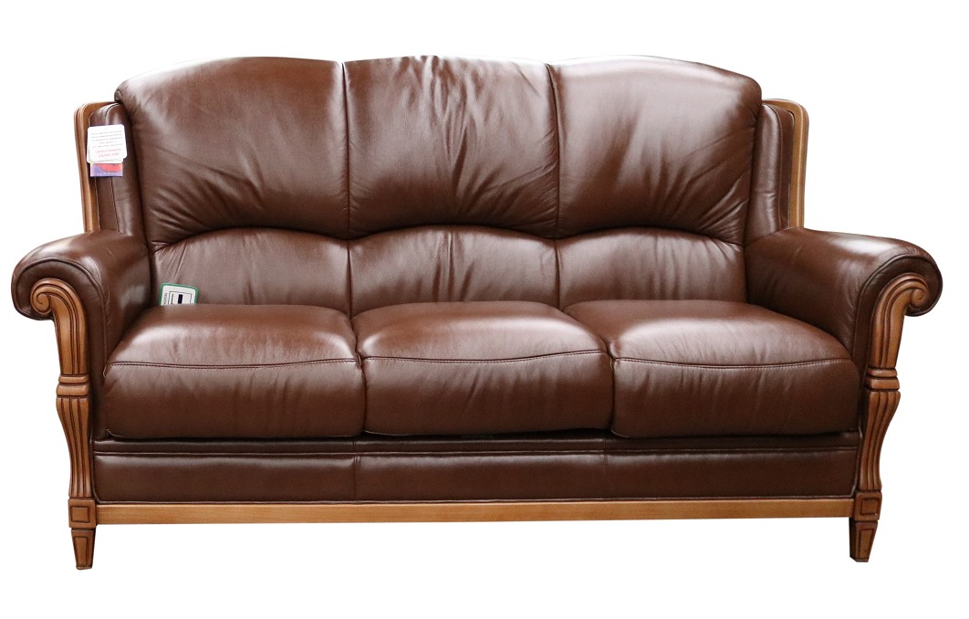 Product photograph of Ancona Handmade 3 Seater Sofa Settee Italian Tabak Brown Real Leather from Chesterfield Sofas