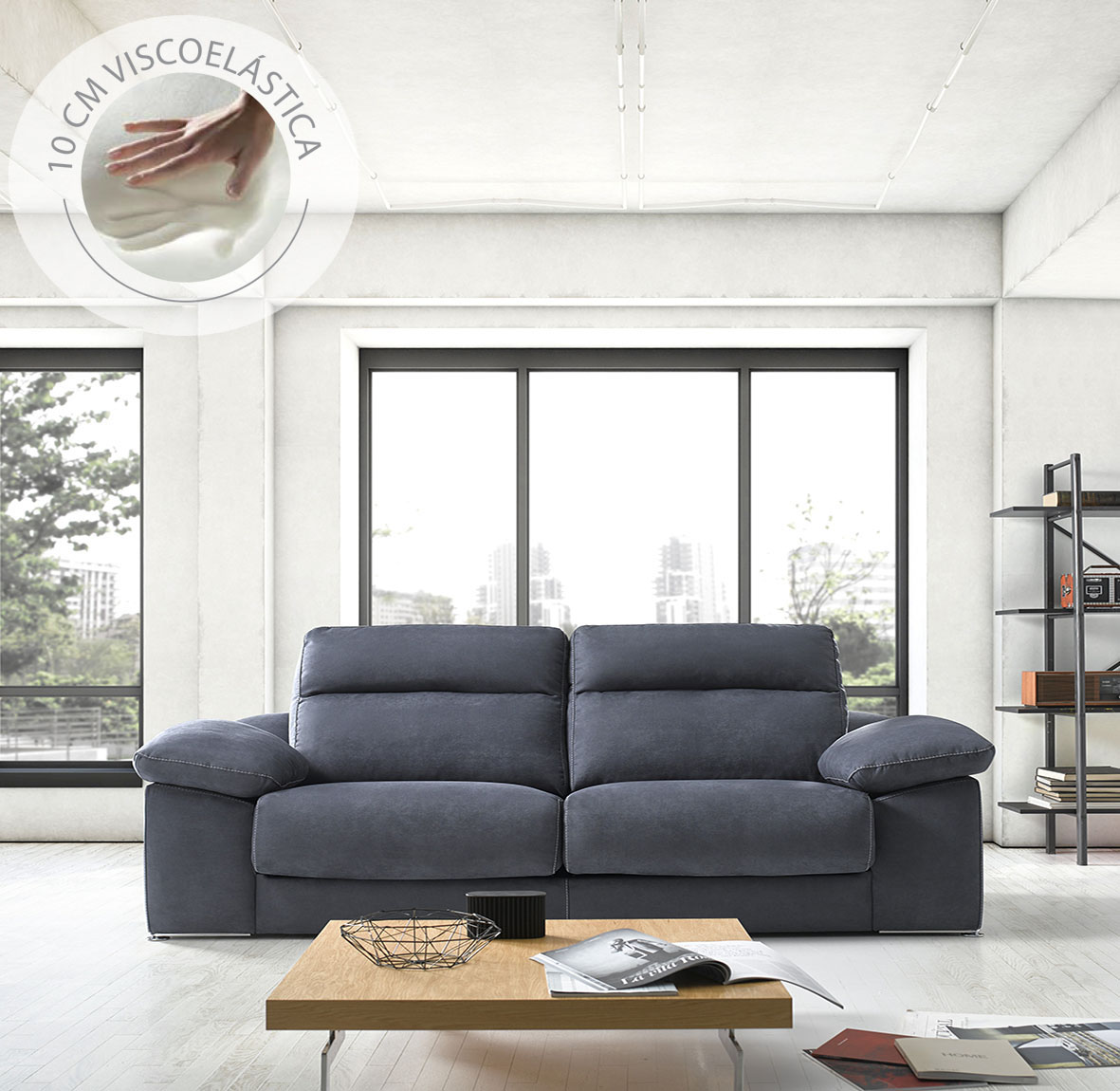 Product photograph of Ariel Genuine 2 Seater Memory Foam Seat Italian Grey Fabric Sofa from Chesterfield Sofas