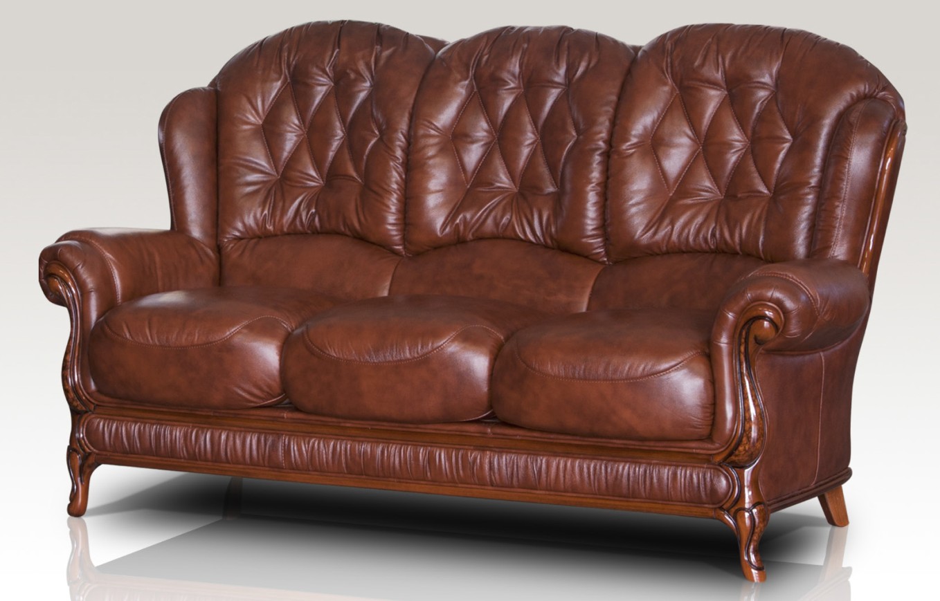 Product photograph of Arizona Handmade 3 Seater Sofa Genuine Italian Tabak Brown Real Leather from Chesterfield Sofas