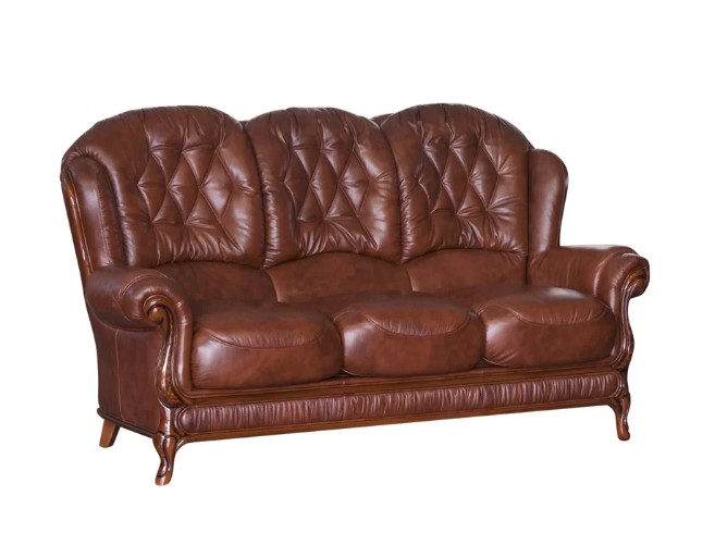 Product photograph of Arizona Handmade 3 Seater Sofa Genuine Italian Tabak Brown Real Leather from Chesterfield Sofas.