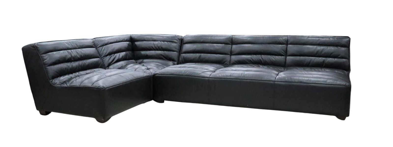 Product photograph of Armless Corner Sofa Group Vintage Black Distressed Real Leather In Stock from Chesterfield Sofas