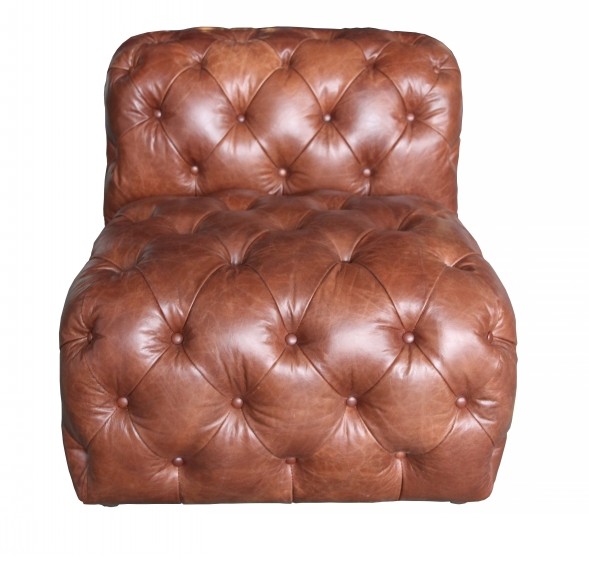 Product photograph of Armless Handmade Chesterfield Armchair Vintage Distressed Brown Real Leather from Chesterfield Sofas