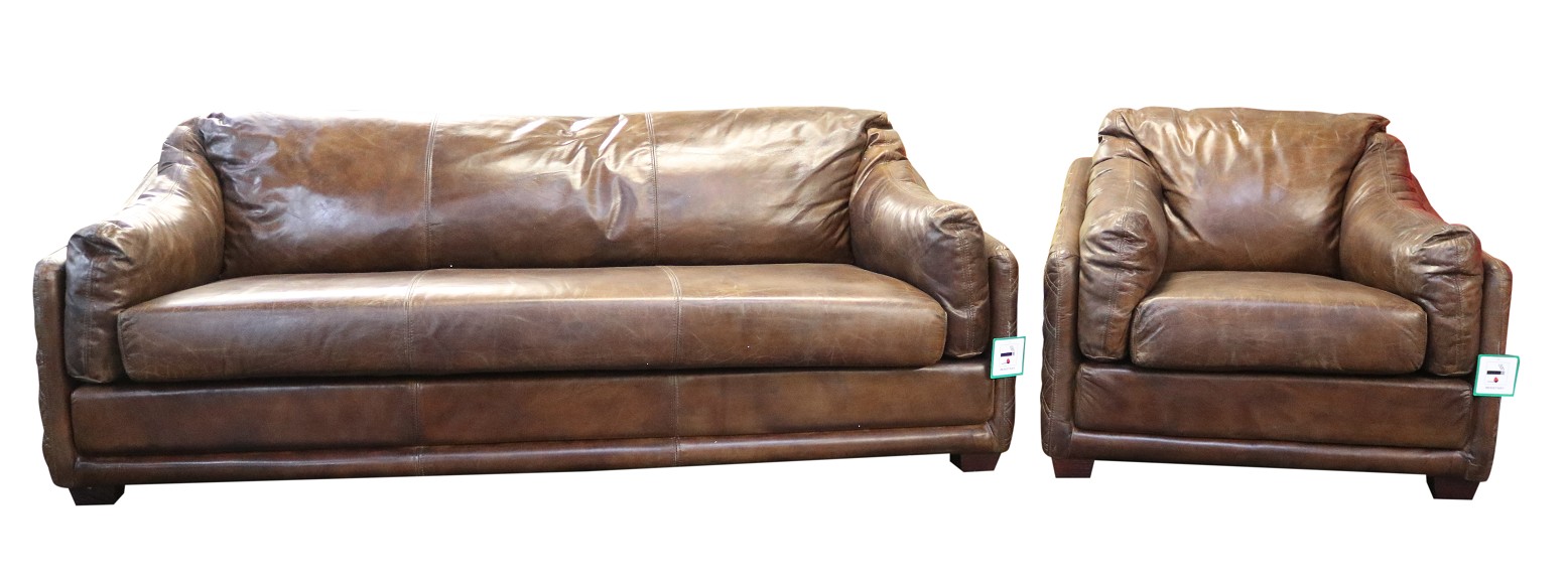 Product photograph of Ashford Handmade 3 1 Sofa Suite Settee Vintage Retro Brown Distressed Real Leather from Chesterfield Sofas