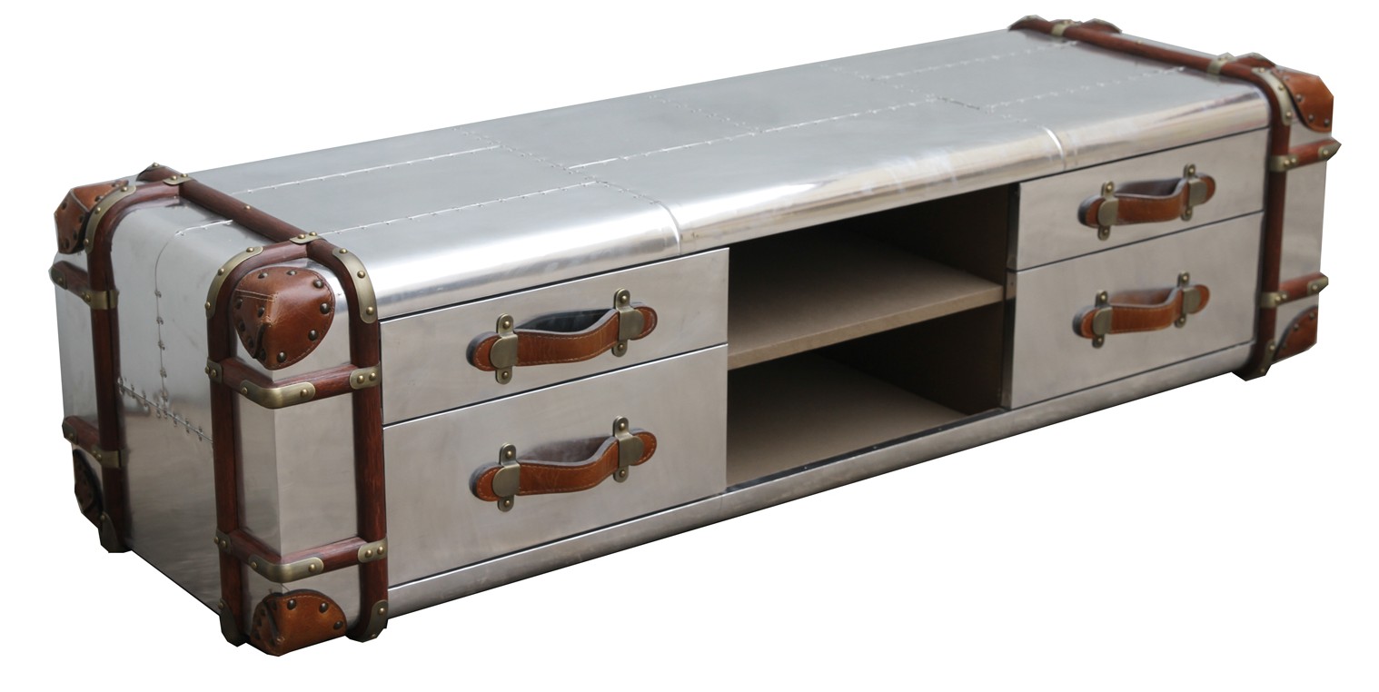 Product photograph of Aviator Aluminium Vintage 4 Drawer Coffee Table from Chesterfield Sofas