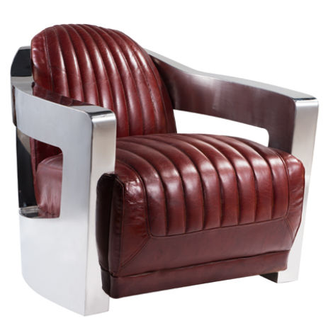 Product photograph of Aviator Armchair Luxury Vintage Retro Distressed Rouge Red Real Leather from Chesterfield Sofas