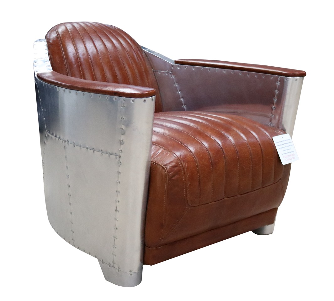 Product photograph of Aviator Aviation Vintage Tan Real Leather Rocket Tub Chair from Chesterfield Sofas