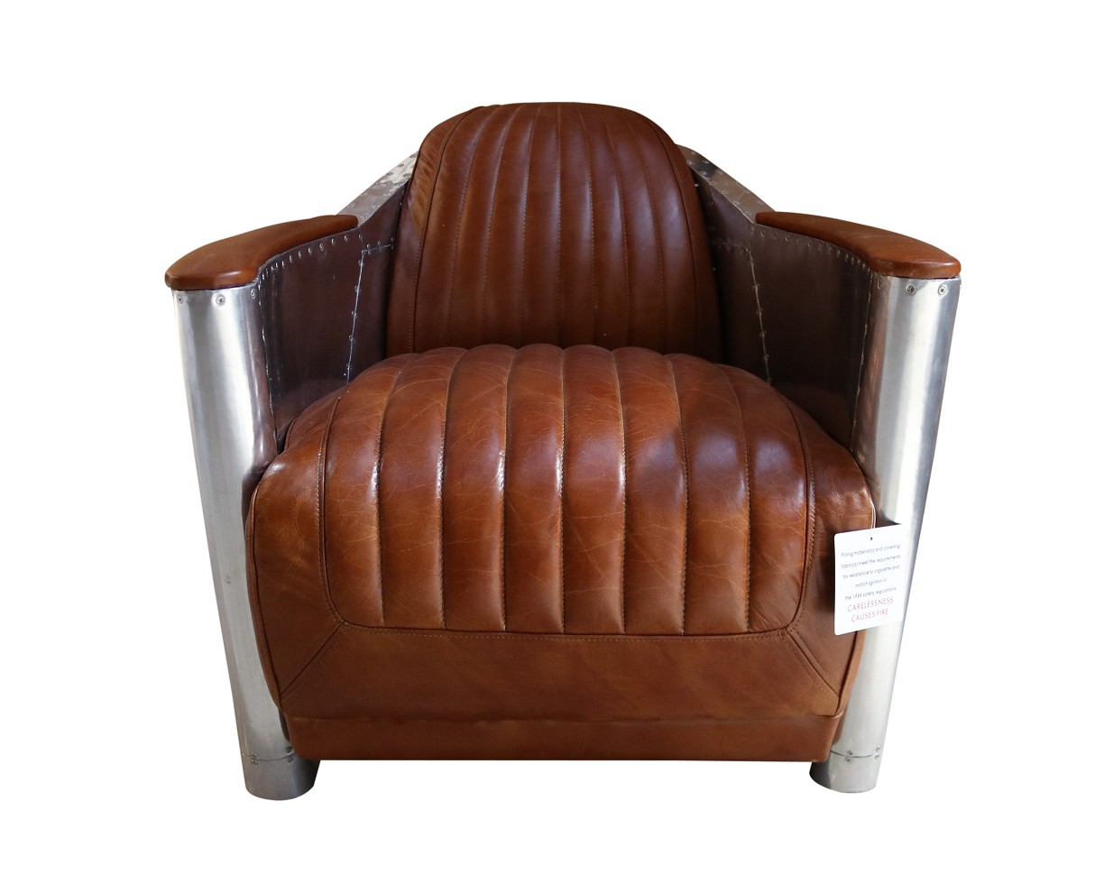 Product photograph of Aviator Aviation Vintage Tan Real Leather Rocket Tub Chair from Chesterfield Sofas.