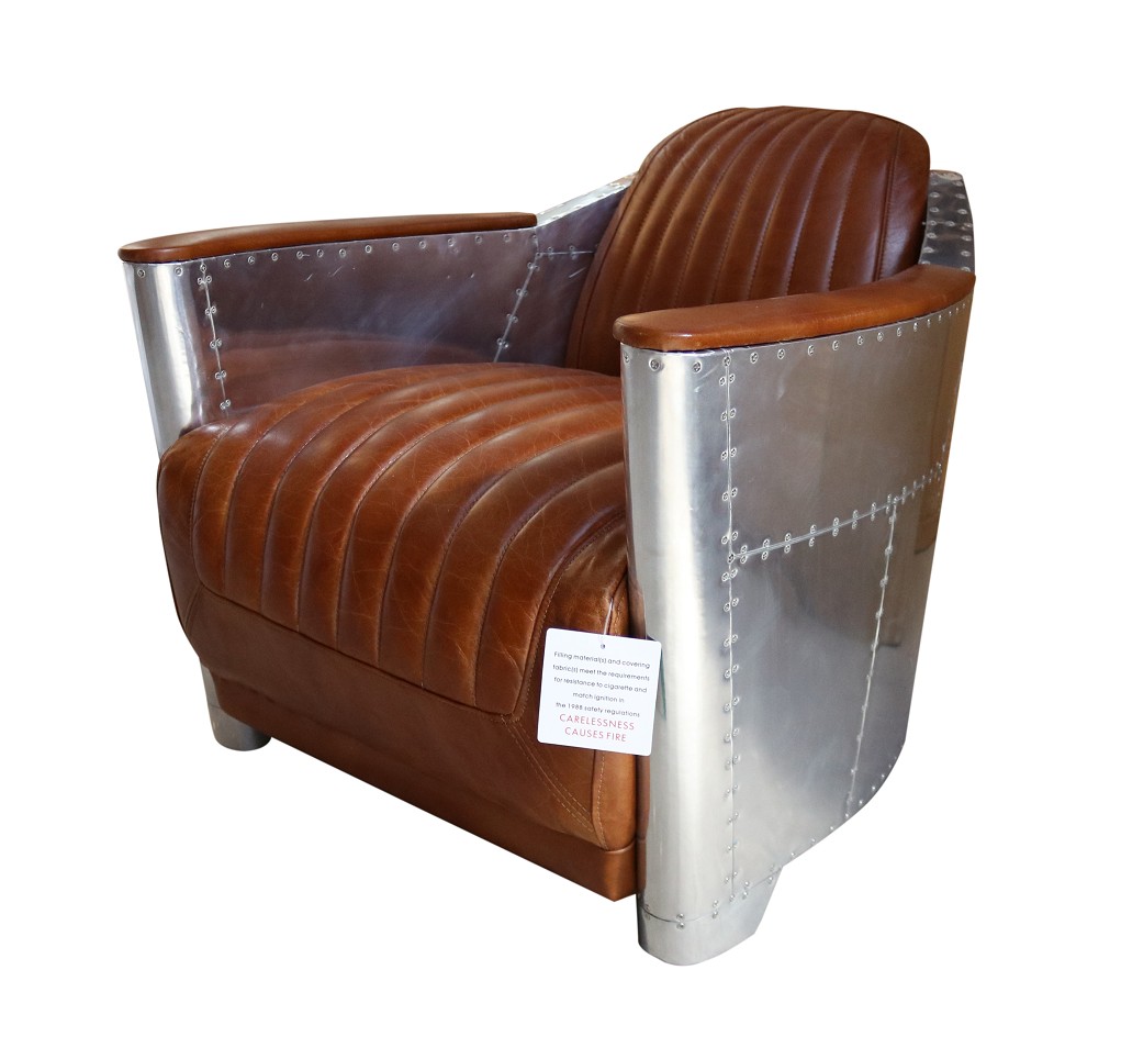 Product photograph of Aviator Aviation Vintage Tan Real Leather Rocket Tub Chair from Chesterfield Sofas.