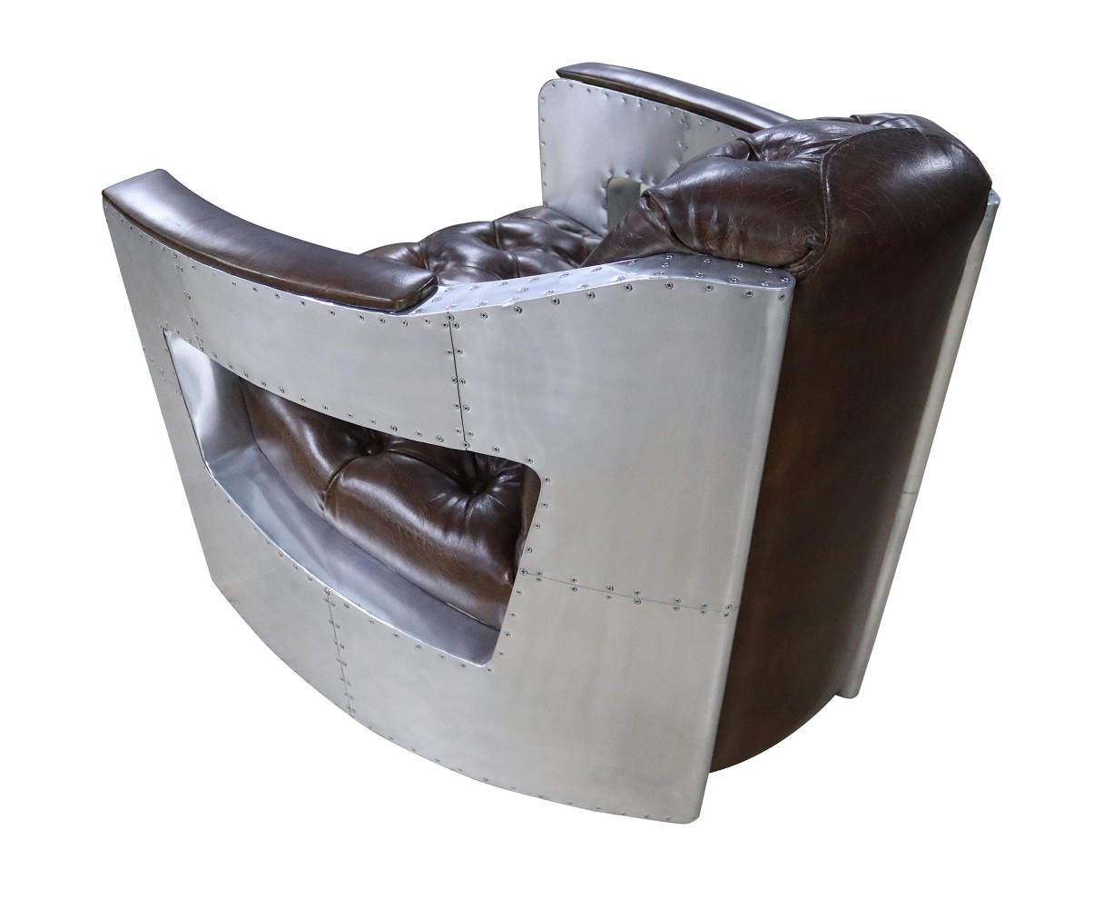 Product photograph of Aviator Chesterfield Armchair Buttoned Seat Distressed Vintage Brown Leather from Chesterfield Sofas.
