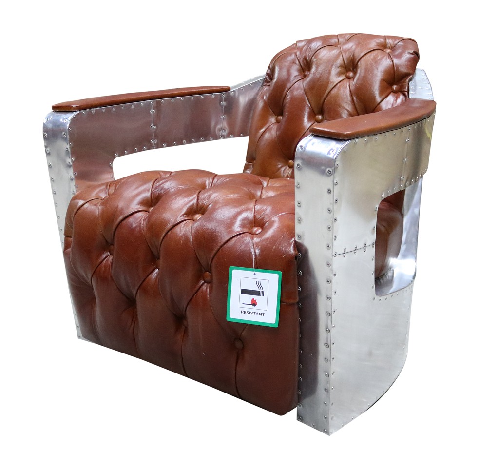Product photograph of Aviator Chesterfield Armchair Buttoned Seat Distressed Vintage Tan Real Leather from Chesterfield Sofas.