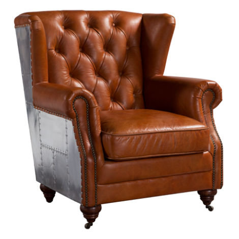 Product photograph of Aviator Genuine High Back Chair Vintage Tan Distressed Real Leather from Chesterfield Sofas