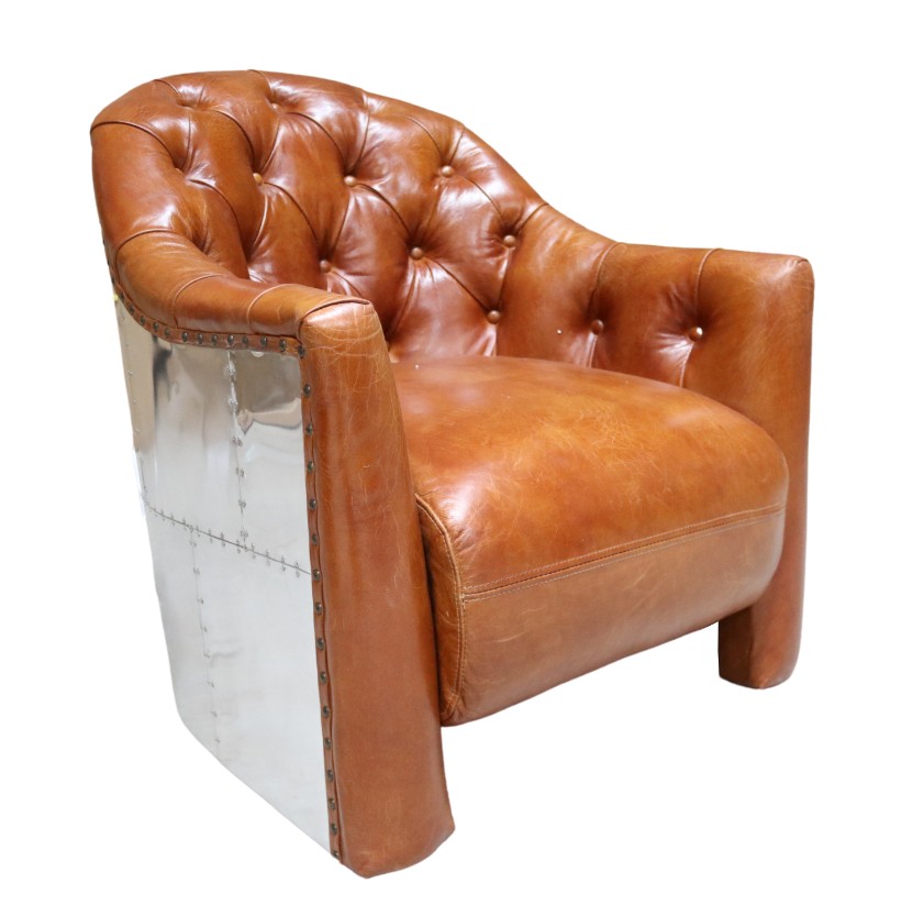 Product photograph of Aviator Handmade Chesterfield Armchair Vintage Tan Real Leather from Chesterfield Sofas