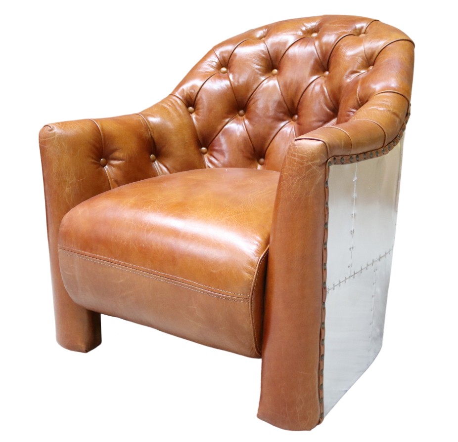Product photograph of Aviator Handmade Chesterfield Armchair Vintage Tan Real Leather from Chesterfield Sofas.