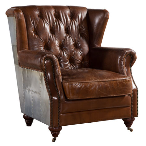 Product photograph of Aviator Handmade High Back Chair Vintage Brown Distressed Real Leather from Chesterfield Sofas