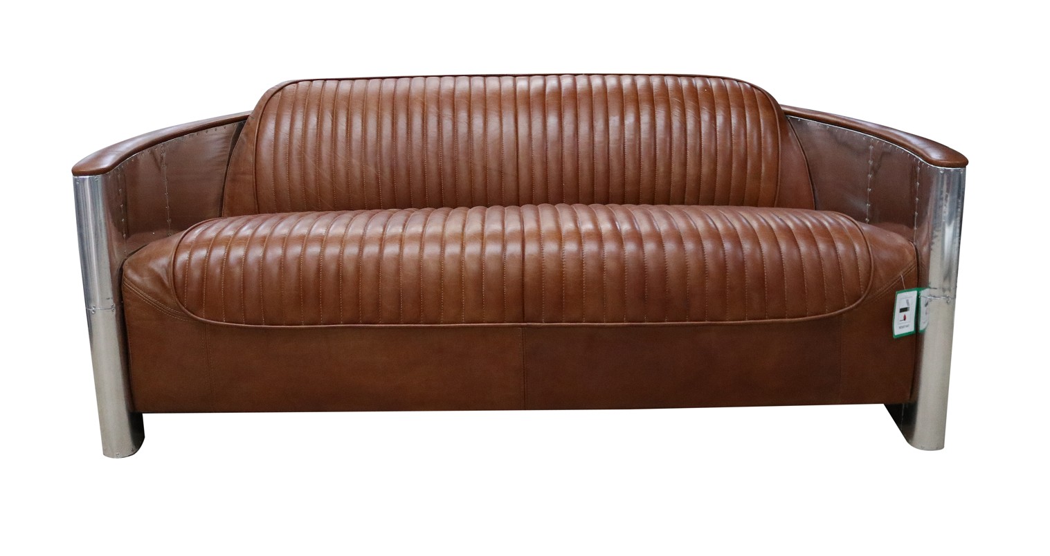 Product photograph of Aviator Handmade Pilot 3 Seater Sofa Vintage Tan Distressed Real Leather from Chesterfield Sofas