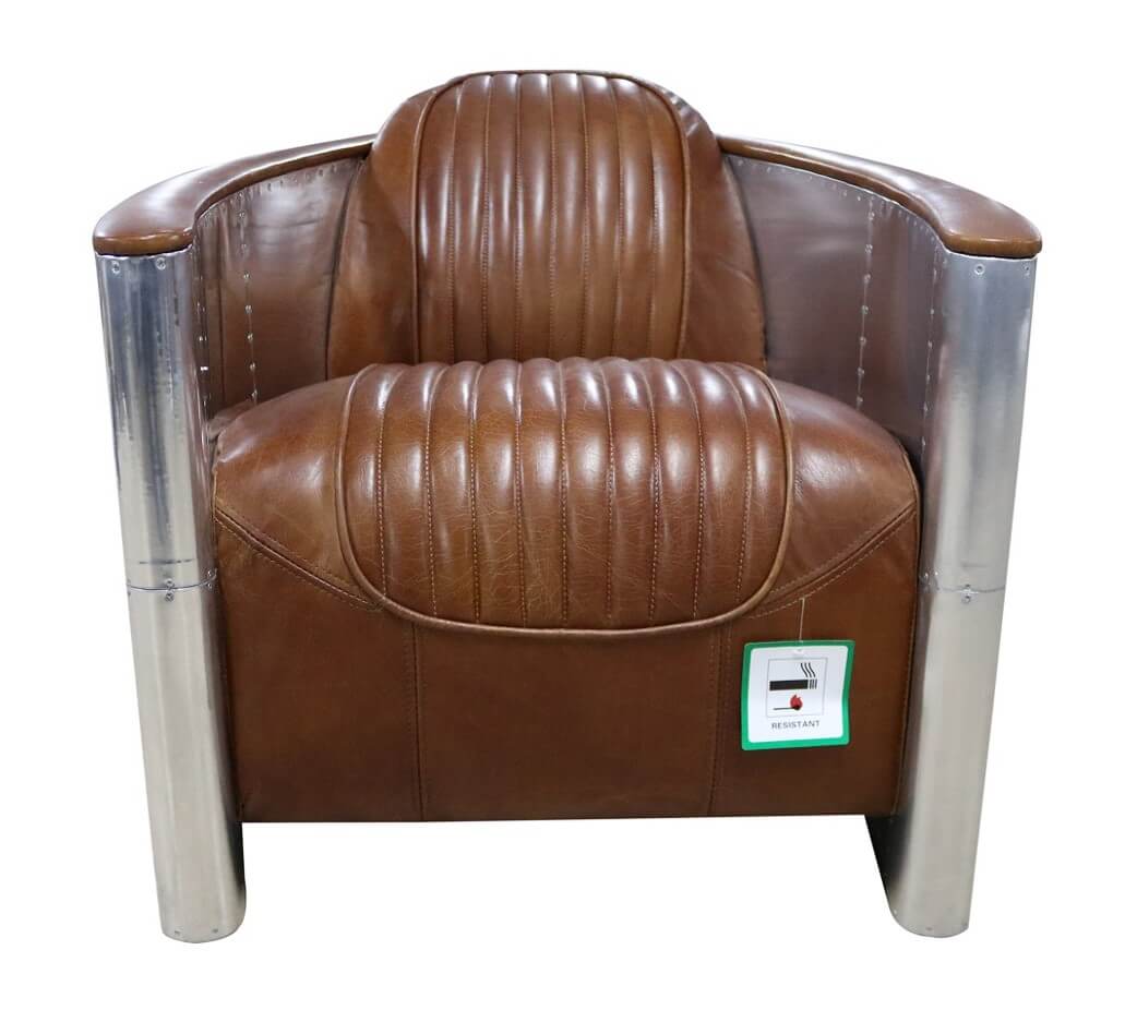 Product photograph of Aviator Handmade Pilot Vintage Tan Distressed Real Leather Chair In Stock from Chesterfield Sofas