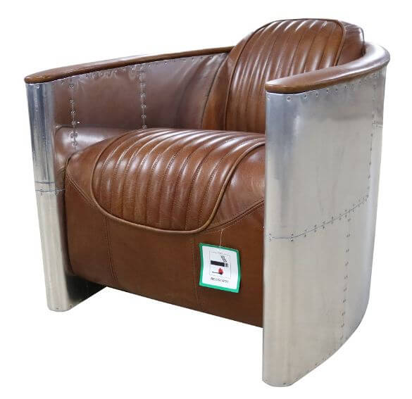 Product photograph of Aviator Handmade Pilot Vintage Tan Distressed Real Leather Chair In Stock from Chesterfield Sofas.