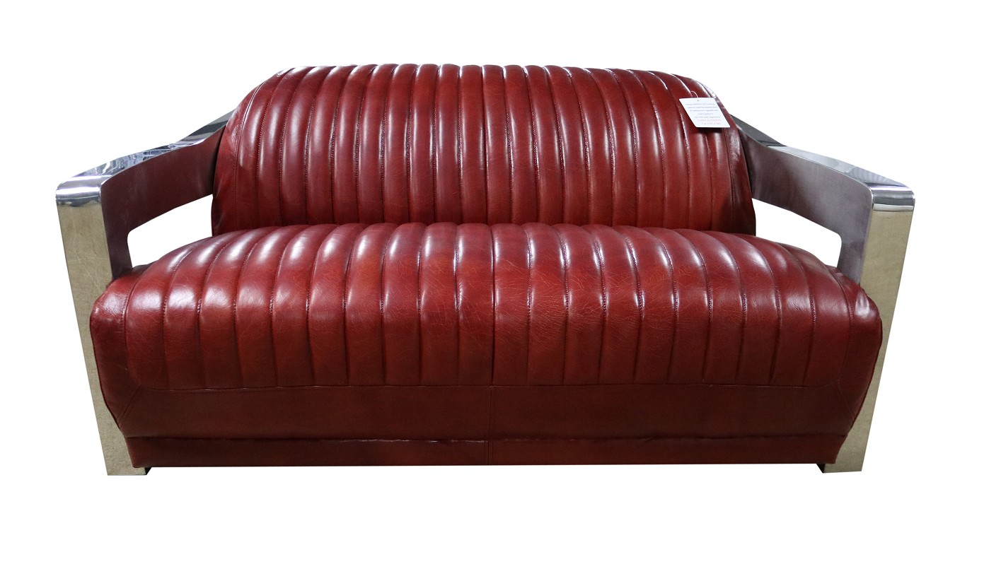 Product photograph of Aviator Handmade Vintage Retro 2 Seater Sofa Distressed Rouge Red Real Leather from Chesterfield Sofas
