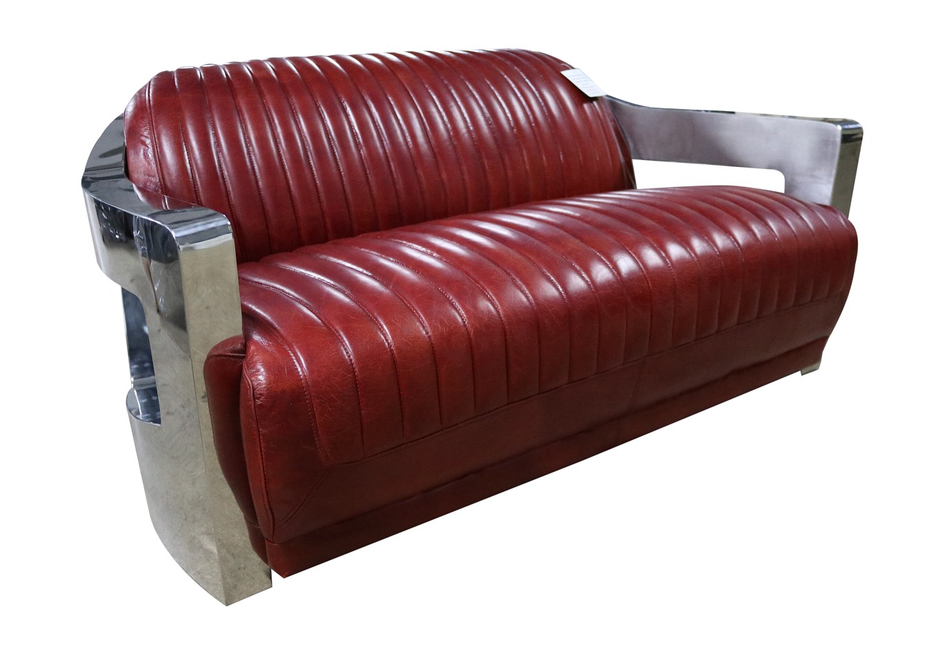 Product photograph of Aviator Handmade Vintage Retro 2 Seater Sofa Distressed Rouge Red Real Leather from Chesterfield Sofas.