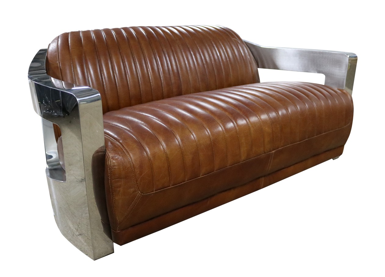 Product photograph of Aviator Handmade Vintage Retro 2 Seater Sofa Distressed Tan Real Leather from Chesterfield Sofas.