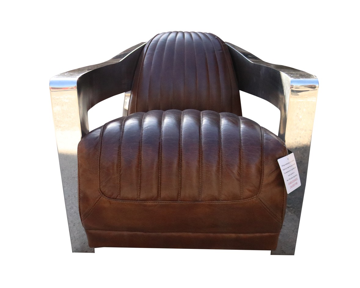 Product photograph of Aviator Luxury Armchair Vintage Retro Brown Distressed Real Leather from Chesterfield Sofas.