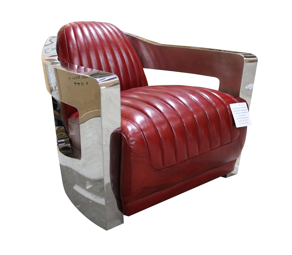 Product photograph of Aviator Luxury Armchair Vintage Retro Rouge Red Distressed Real Leather from Chesterfield Sofas