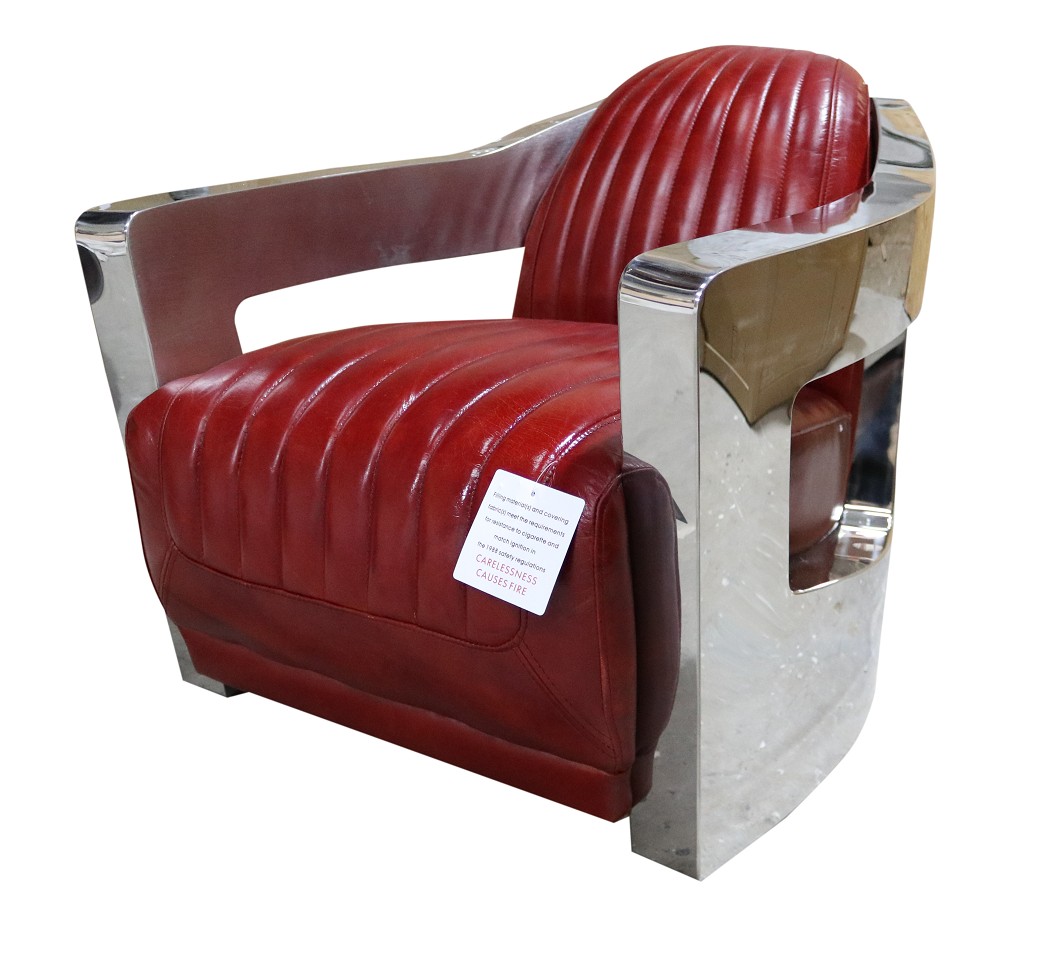 Product photograph of Aviator Luxury Armchair Vintage Retro Rouge Red Distressed Real Leather from Chesterfield Sofas.