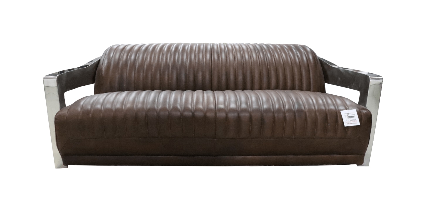 Product photograph of Aviator Original Vintage Retro 3 Seater Sofa Distressed Brown Real Leather from Chesterfield Sofas