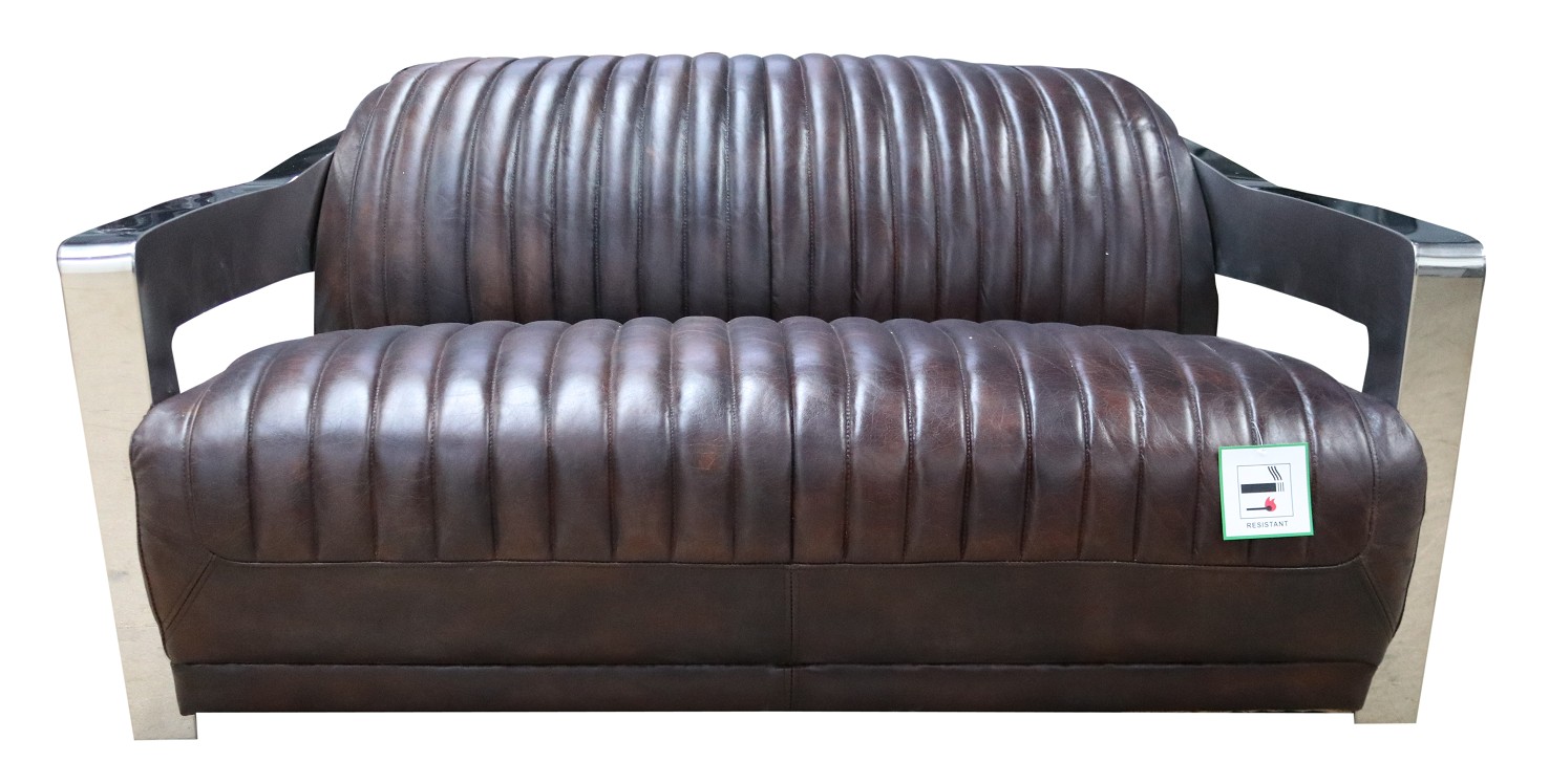 Product photograph of Aviator Original Vintage Retro 3 Seater Sofa Distressed Tobacco Brown Real Leather from Chesterfield Sofas