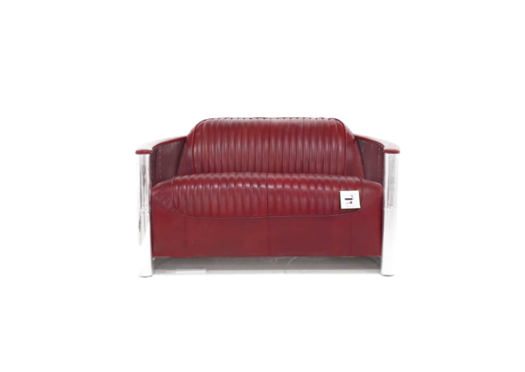 Product photograph of Aviator Pilot Vintage 2 Seater Sofa Rouge Red Distressed Real Leather from Chesterfield Sofas.