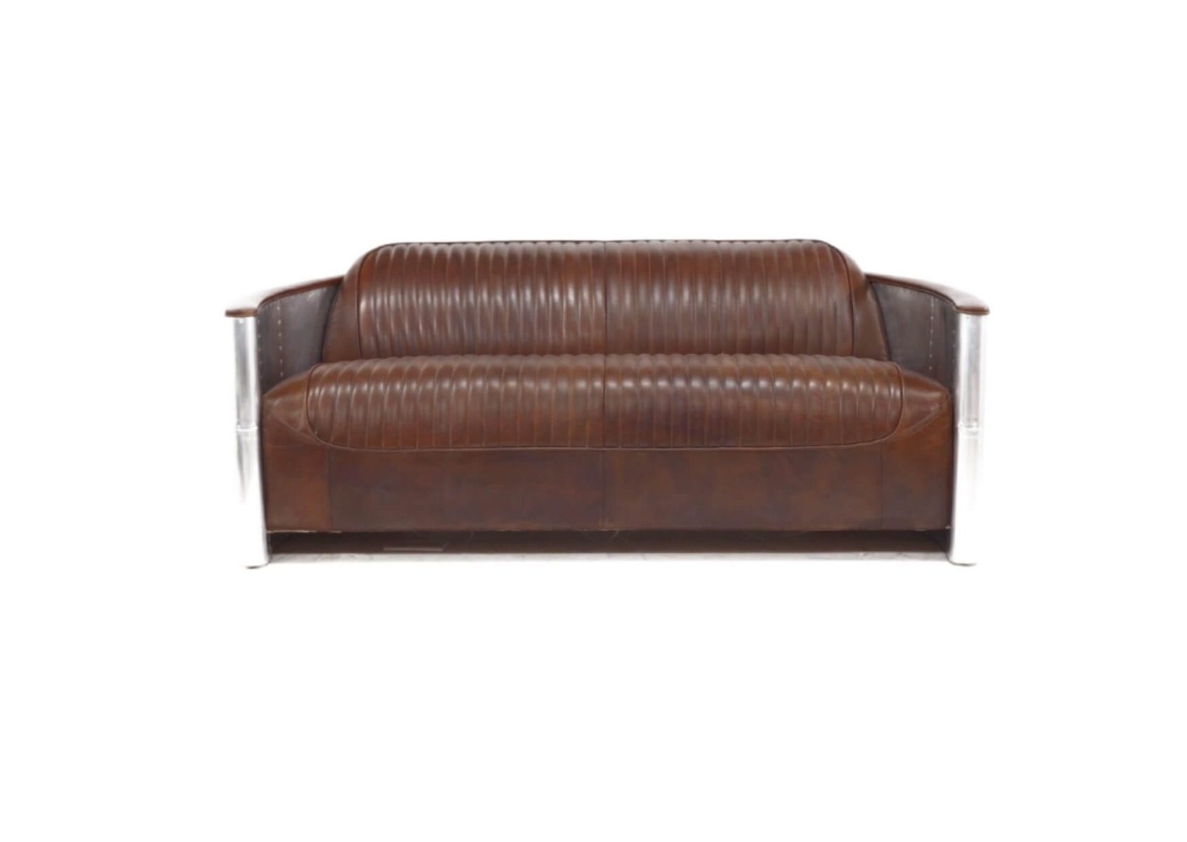 Product photograph of Aviator Pilot Vintage 3 Seater Sofa Brown Distressed Real Leather from Chesterfield Sofas.
