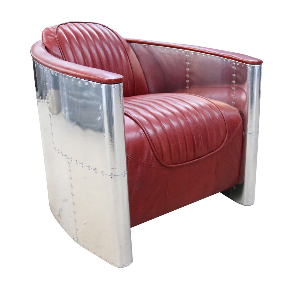 Product photograph of Aviator Pilot Chair In Vintage Rouge Red Distressed Real Leather from Chesterfield Sofas.