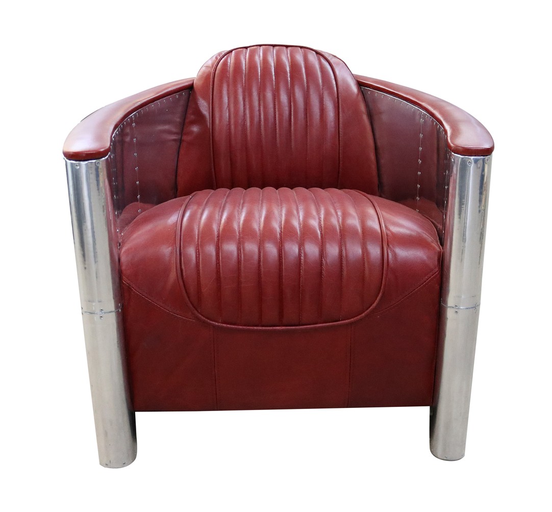 Product photograph of Aviator Pilot Chair In Vintage Rouge Red Distressed Real Leather from Chesterfield Sofas.