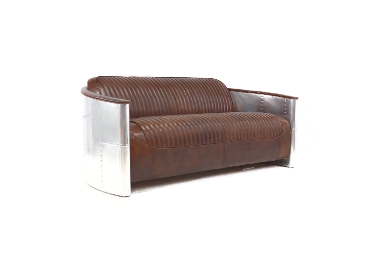 Product photograph of Aviator Pilot Genuine 3 Seater Sofa Vintage Brown Distressed Real Leather In Stock from Chesterfield Sofas.