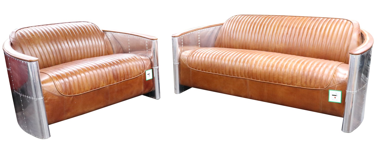 Product photograph of Aviator Pilot Handmade 3 2 Seater Sofa Suite Vintage Tan Distressed Real Leather from Chesterfield Sofas