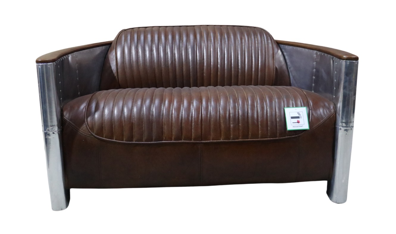 Product photograph of Aviator Pilot Vintage 2 Seater Sofa Brown Distressed Real Leather from Chesterfield Sofas