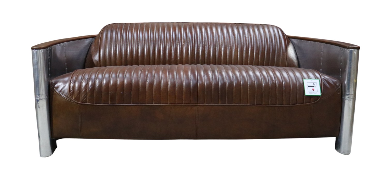 Product photograph of Aviator Pilot Vintage 3 Seater Sofa Brown Distressed Real Leather from Chesterfield Sofas