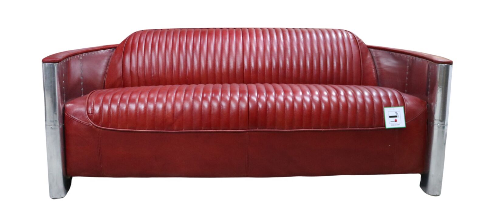 Product photograph of Aviator Pilot Vintage 3 Seater Sofa Rouge Red Distressed Real Leather from Chesterfield Sofas