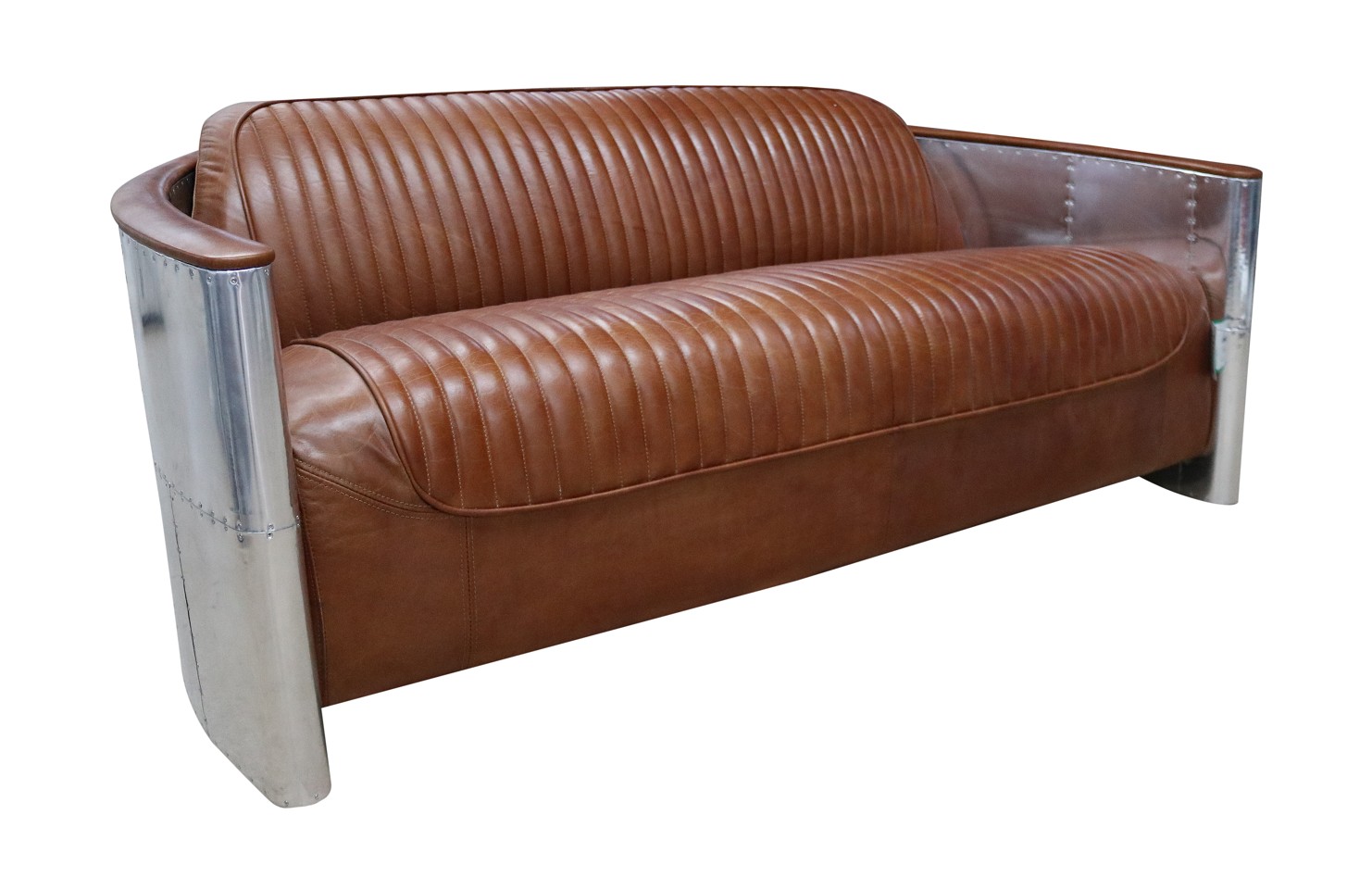 Product photograph of Aviator Pilot Vintage 3 Seater Sofa Tan Distressed Real Leather from Chesterfield Sofas.