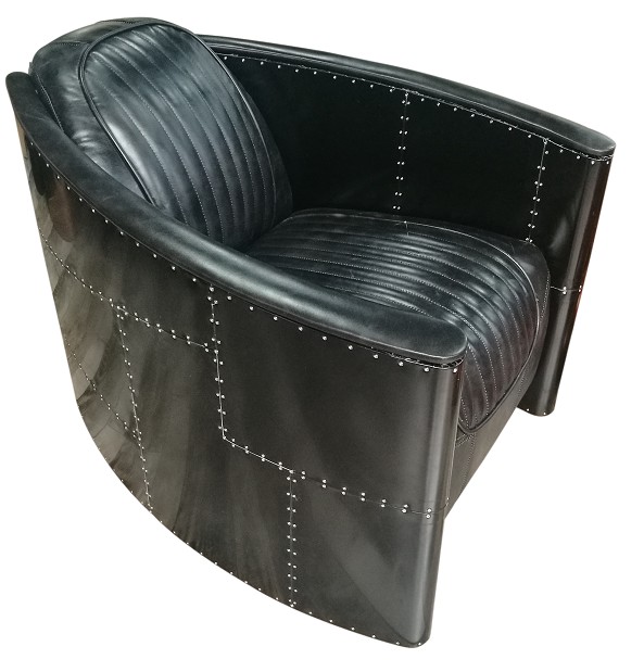 Product photograph of Aviator Pilot Vintage Distressed Black Real Leather Chair from Chesterfield Sofas