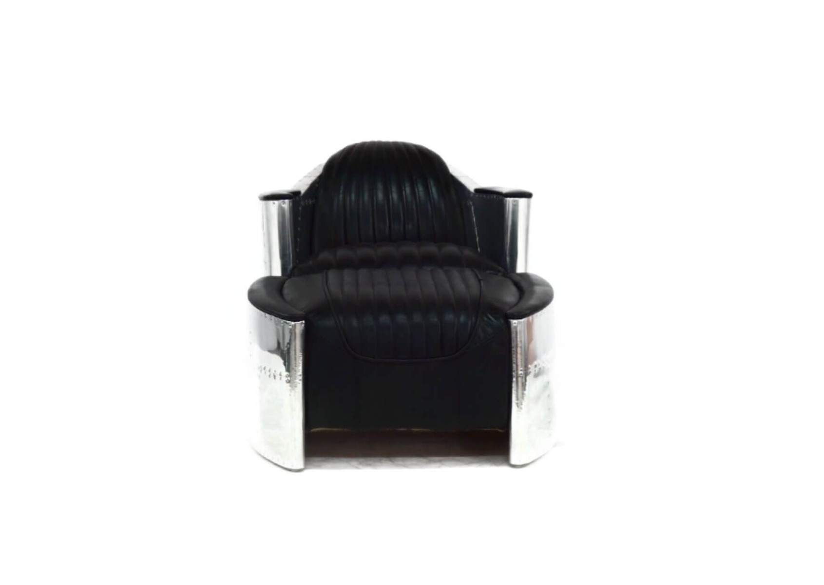 Product photograph of Aviator Pilot Vintage Distressed Black Real Leather Chair With Footstool from Chesterfield Sofas.