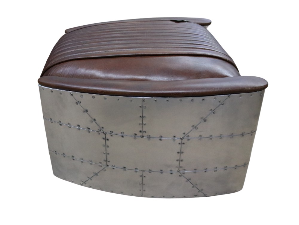 Product photograph of Aviator Vintage Footstool Pouffe Distressed Brown Real Leather from Chesterfield Sofas.